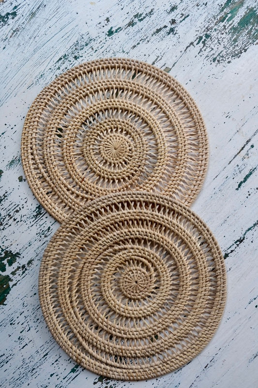 Rattan Spiral Placement Mats (set of 2)